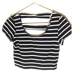 Charlotte Russe- Striped Open-back Crop